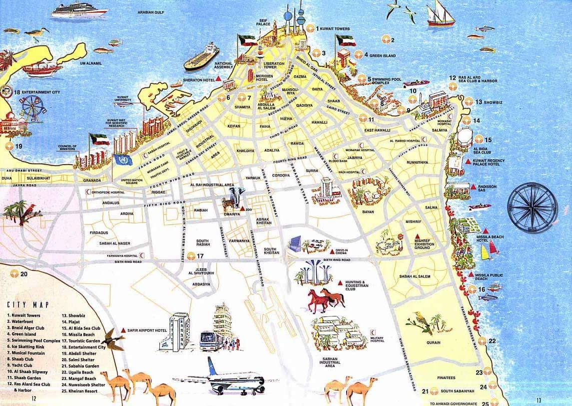 mapa je iz kuvajta turističke